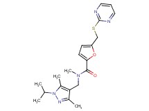 N-[(1-isopropyl-3,5-dimethyl-1H-pyrazol-4-yl)methyl]-N-methyl-5-[(pyrimidin-2-ylthio)methyl]-2-furamide
