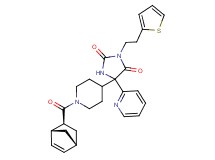 5-{1-[(1R*,2S*,4R*)-bicyclo[2.2.1]hept-5-en-2-ylcarbonyl]-4-piperidinyl}-5-(2-pyridinyl)-3-[2-(2-thienyl)ethyl]-2,4-imidazolidinedione