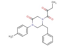 5-benzyl-1-(4-methylphenyl)-4-(2-oxobutanoyl)-2-piperazinone