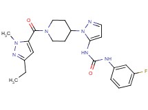 N-(1-{1-[(3-ethyl-1-methyl-1H-pyrazol-5-yl)carbonyl]-4-piperidinyl}-1H-pyrazol-5-yl)-N'-(3-fluorophenyl)urea
