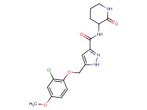5-[(2-chloro-4-methoxyphenoxy)methyl]-N-(2-oxopiperidin-3-yl)-1H-pyrazole-3-carboxamide