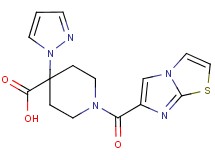 1-(imidazo[2,1-b][1,3]thiazol-6-ylcarbonyl)-4-(1H-pyrazol-1-yl)piperidine-4-carboxylic acid