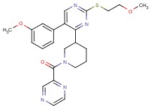 2-[(2-methoxyethyl)thio]-5-(3-methoxyphenyl)-4-[1-(2-pyrazinylcarbonyl)-3-piperidinyl]pyrimidine