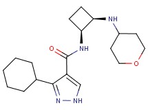 3-cyclohexyl-N-[(1S*,2R*)-2-(tetrahydro-2H-pyran-4-ylamino)cyclobutyl]-1H-pyrazole-4-carboxamide