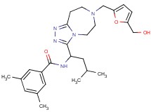 N-[1-(7-{[5-(hydroxymethyl)-2-furyl]methyl}-6,7,8,9-tetrahydro-5H-[1,2,4]triazolo[4,3-d][1,4]diazepin-3-yl)-3-methylbutyl]-3,5-dimethylbenzamide
