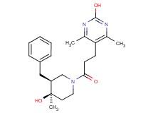 5-{3-[(3S*,4R*)-3-benzyl-4-hydroxy-4-methylpiperidin-1-yl]-3-oxopropyl}-4,6-dimethylpyrimidin-2-ol