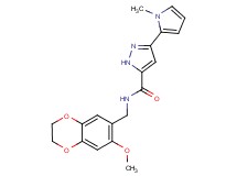 N-[(7-methoxy-2,3-dihydro-1,4-benzodioxin-6-yl)methyl]-3-(1-methyl-1H-pyrrol-2-yl)-1H-pyrazole-5-carboxamide