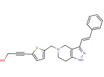 3-[5-({3-[(E)-2-phenylvinyl]-1,4,6,7-tetrahydro-5H-pyrazolo[4,3-c]pyridin-5-yl}methyl)-2-thienyl]-2-propyn-1-ol trifluoroacetate (salt)