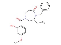 4-benzyl-3-ethyl-1-(2-hydroxy-4-methoxybenzoyl)-1,4-diazepan-5-one