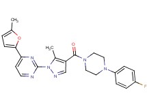 2-(4-{[4-(4-fluorophenyl)-1-piperazinyl]carbonyl}-5-methyl-1H-pyrazol-1-yl)-4-(5-methyl-2-furyl)pyrimidine