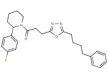 2-(4-fluorophenyl)-1-{3-[5-(4-phenylbutyl)-1,3,4-oxadiazol-2-yl]propanoyl}piperidine