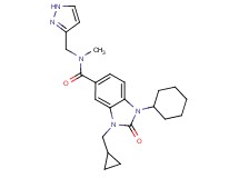 1-cyclohexyl-3-(cyclopropylmethyl)-N-methyl-2-oxo-N-(1H-pyrazol-3-ylmethyl)-2,3-dihydro-1H-benzimidazole-5-carboxamide