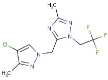 5-[(4-chloro-3-methyl-1H-pyrazol-1-yl)methyl]-3-methyl-1-(2,2,2-trifluoroethyl)-1H-1,2,4-triazole
