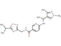 6-{[1-(1,3-dimethyl-1H-pyrazol-4-yl)ethyl]amino}-N-[(5-isopropyl-1,2,4-oxadiazol-3-yl)methyl]nicotinamide