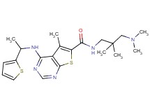N-[3-(dimethylamino)-2,2-dimethylpropyl]-5-methyl-4-{[1-(2-thienyl)ethyl]amino}thieno[2,3-d]pyrimidine-6-carboxamide