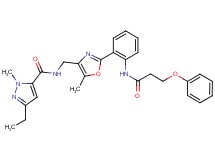 3-ethyl-1-methyl-N-[(5-methyl-2-{2-[(3-phenoxypropanoyl)amino]phenyl}-1,3-oxazol-4-yl)methyl]-1H-pyrazole-5-carboxamide