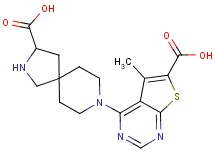 8-(6-carboxy-5-methylthieno[2,3-d]pyrimidin-4-yl)-2,8-diazaspiro[4.5]decane-3-carboxylic acid