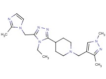 1-[(1,3-dimethyl-1H-pyrazol-4-yl)methyl]-4-{4-ethyl-5-[(2-methyl-1H-imidazol-1-yl)methyl]-4H-1,2,4-triazol-3-yl}piperidine