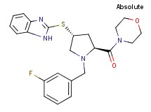 2-{[(3R,5S)-1-(3-fluorobenzyl)-5-(4-morpholinylcarbonyl)-3-pyrrolidinyl]thio}-1H-benzimidazole