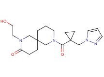 2-(2-hydroxyethyl)-8-{[1-(1H-pyrazol-1-ylmethyl)cyclopropyl]carbonyl}-2,8-diazaspiro[5.5]undecan-3-one