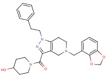 1-{[5-(1,3-benzodioxol-4-ylmethyl)-1-(2-phenylethyl)-4,5,6,7-tetrahydro-1H-pyrazolo[4,3-c]pyridin-3-yl]carbonyl}-4-piperidinol