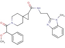 6-[methoxy(phenyl)acetyl]-N-[2-(1-methyl-1H-benzimidazol-2-yl)ethyl]-6-azaspiro[2.5]octane-1-carboxamide