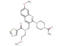 N-{[2-(4-acetyl-1-piperazinyl)-7-methoxy-3-quinolinyl]methyl}-N-(2-methoxyethyl)-1,3-thiazole-5-carboxamide