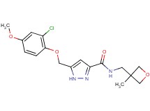 5-[(2-chloro-4-methoxyphenoxy)methyl]-N-[(3-methyl-3-oxetanyl)methyl]-1H-pyrazole-3-carboxamide
