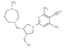 6-{(3R*,4R*)-3-(hydroxymethyl)-4-[(4-methyl-1,4-diazepan-1-yl)methyl]pyrrolidin-1-yl}-2,4-dimethylnicotinonitrile