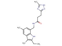 N-[(2-ethyl-3,5-dimethyl-1H-indol-7-yl)methyl]-3-(5-methyl-1H-1,2,4-triazol-3-yl)propanamide