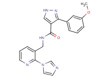 N-{[2-(1H-imidazol-1-yl)pyridin-3-yl]methyl}-3-(3-methoxyphenyl)-1H-pyrazole-4-carboxamide