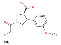 (3S*,4R*)-4-(3-methoxyphenyl)-1-[(methylthio)acetyl]pyrrolidine-3-carboxylic acid
