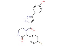 3-(4-fluorophenyl)-4-{[3-(4-hydroxyphenyl)-1H-pyrazol-5-yl]carbonyl}-2-piperazinone