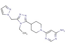 6-{4-[4-ethyl-5-(1H-pyrazol-1-ylmethyl)-4H-1,2,4-triazol-3-yl]piperidin-1-yl}pyrimidin-4-amine