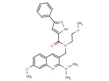 N-{[2-(dimethylamino)-7-methoxy-3-quinolinyl]methyl}-N-(2-methoxyethyl)-3-phenyl-1H-pyrazole-5-carboxamide
