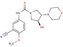 (3S*,4S*)-N-(3-cyano-4-methoxyphenyl)-3-hydroxy-4-morpholin-4-ylpyrrolidine-1-carboxamide