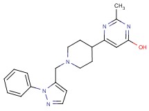 2-methyl-6-{1-[(1-phenyl-1H-pyrazol-5-yl)methyl]-4-piperidinyl}-4-pyrimidinol
