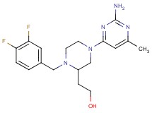 2-[4-(2-amino-6-methyl-4-pyrimidinyl)-1-(3,4-difluorobenzyl)-2-piperazinyl]ethanol