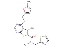 N,5-dimethyl-4-{[(5-methyl-2-furyl)methyl]amino}-N-(1,3-thiazol-2-ylmethyl)thieno[2,3-d]pyrimidine-6-carboxamide
