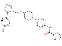 N-{4-[4-({[3-(4-chlorophenyl)-1H-pyrazol-4-yl]methyl}amino)-1-piperidinyl]phenyl}cyclopentanecarboxamide