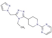 2-{4-[4-ethyl-5-(1H-pyrazol-1-ylmethyl)-4H-1,2,4-triazol-3-yl]piperidin-1-yl}pyrimidine