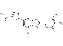 (2E)-N-{[5-(5-acetyl-2-thienyl)-7-chloro-2,3-dihydro-1-benzofuran-2-yl]methyl}-2-methyl-2-butenamide