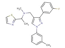 N-{[3-(3-fluorophenyl)-1-(3-methylphenyl)-1H-pyrazol-4-yl]methyl}-N-methyl-1-(1,3-thiazol-2-yl)ethanamine