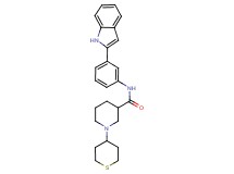 N-[3-(1H-indol-2-yl)phenyl]-1-(tetrahydro-2H-thiopyran-4-yl)-3-piperidinecarboxamide