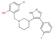 4-chloro-2-({3-[4-(3-fluorophenyl)-1H-pyrazol-5-yl]-1-piperidinyl}methyl)phenol