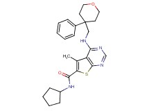 N-cyclopentyl-5-methyl-4-{[(4-phenyltetrahydro-2H-pyran-4-yl)methyl]amino}thieno[2,3-d]pyrimidine-6-carboxamide