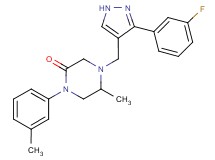 4-{[3-(3-fluorophenyl)-1H-pyrazol-4-yl]methyl}-5-methyl-1-(3-methylphenyl)-2-piperazinone
