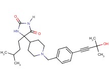 5-{1-[4-(3-hydroxy-3-methyl-1-butyn-1-yl)benzyl]-4-piperidinyl}-5-(3-methylbutyl)-2,4-imidazolidinedione