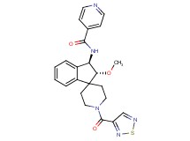 N-[(2R*,3R*)-2-methoxy-1'-(1,2,5-thiadiazol-3-ylcarbonyl)-2,3-dihydrospiro[indene-1,4'-piperidin]-3-yl]isonicotinamide