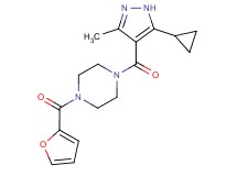 1-[(5-cyclopropyl-3-methyl-1H-pyrazol-4-yl)carbonyl]-4-(2-furoyl)piperazine